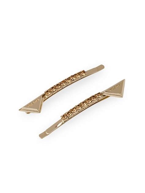 Shop Prada Embellished Brass Hair Clip 